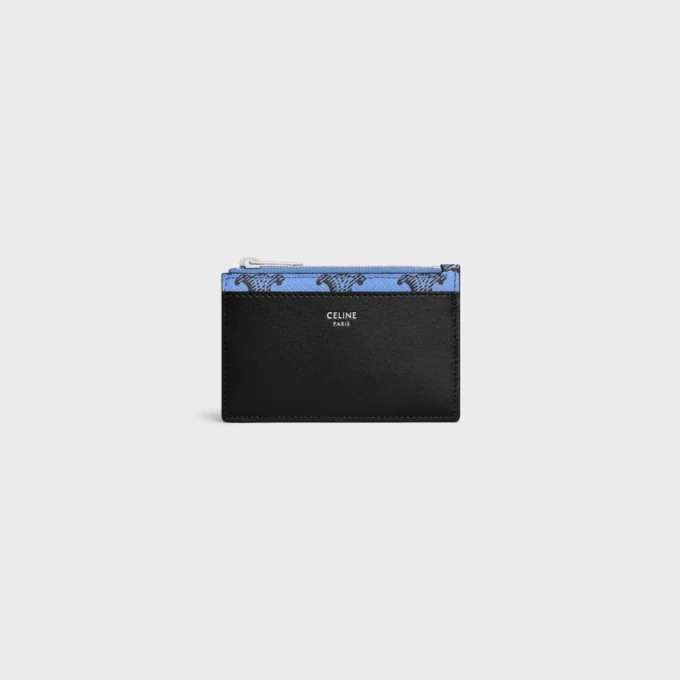 Zipped Card Holder in Triomphe Canvas and Lambskin