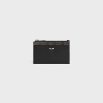 Zipped Card Holder in Triomphe Canvas and Lambskin Zipped Card Holder in Triomphe Canvas and Lambskin