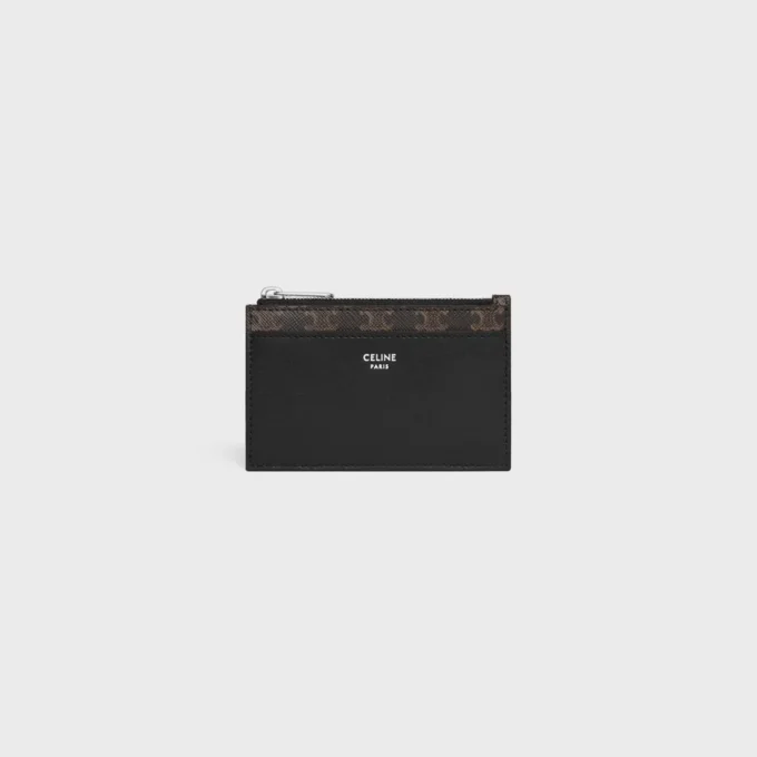 Zipped Card Holder in Triomphe Canvas and Lambskin
