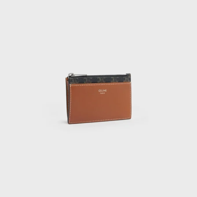 Zipped Card Holder in Triomphe Canvas and Lambskin