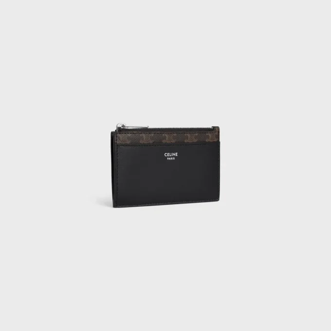 Zipped Card Holder in Triomphe Canvas and Lambskin