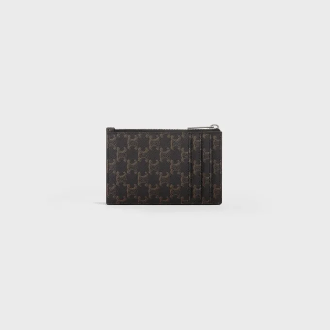 Zipped Card Holder in Triomphe Canvas and Lambskin