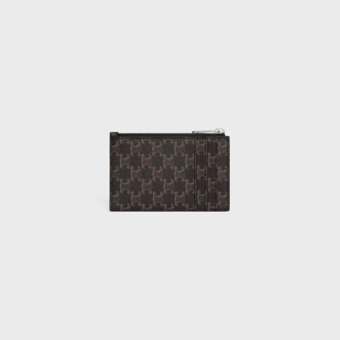 Zipped Card Holder in Triomphe Canvas and Lambskin