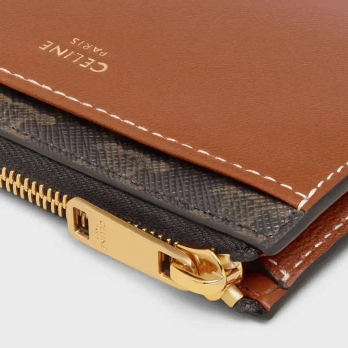 Zipped Card Holder in Triomphe Canvas and Lambskin