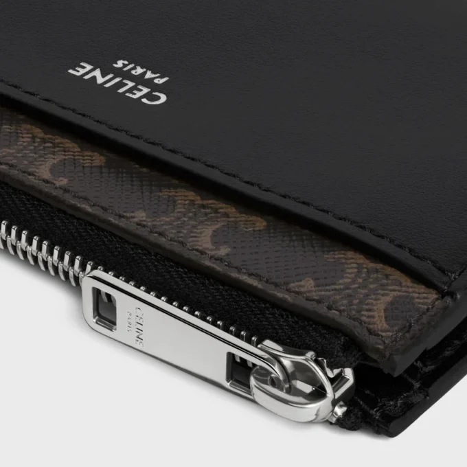 Zipped Card Holder in Triomphe Canvas and Lambskin