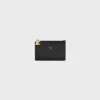 Zipped Card Holder Triomphe Charms in Grained Calfskin