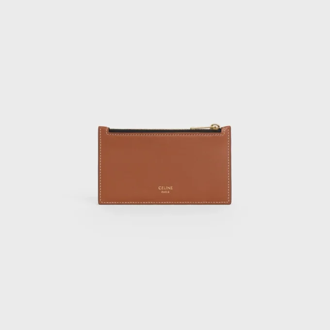Zipped Compact Card Holder in Triomphe Canvas and Lambskin