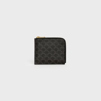 Zipped Purse with Card Holder in Triomphe Canvas and Lambskin